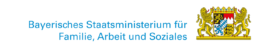 Bayerisches Wappen mit zwei Löwen und blau-weißer Flagge mit Bildschrift darunter