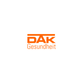Orangenes DAK Logo auf weißem Hintergrund