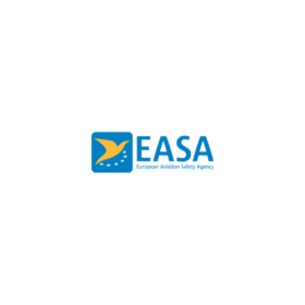 Blaues Easa Logo auf weißem Hintergrund